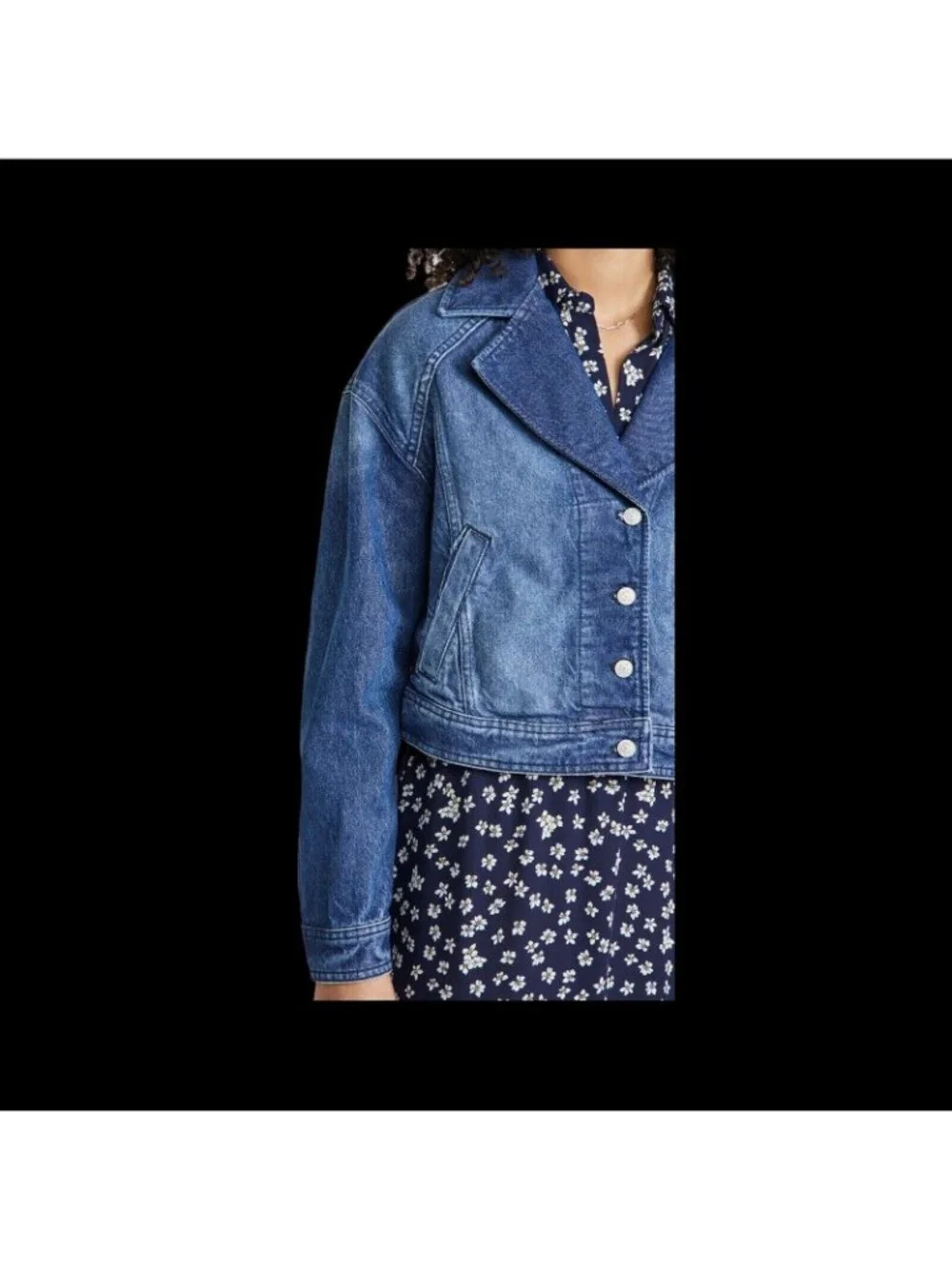 Free People Oversized Blue Trucker Denim Jacket for Women Size Large, Brand New - Picture 3 of 5